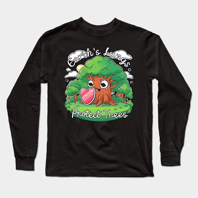 Earth Lungs Protect Trees Earth Day Long Sleeve T-Shirt by NomiCrafts